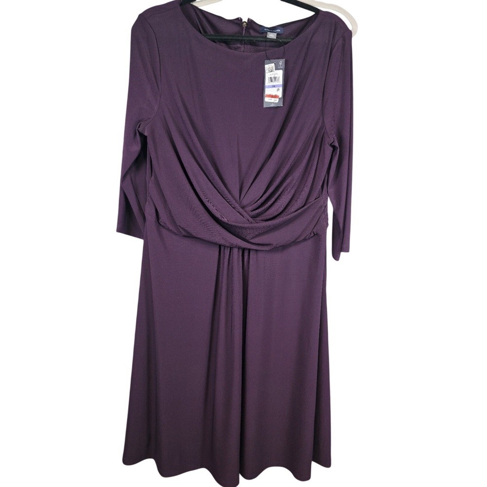 Tommy Hilfiger Purple Surplice Wrap Dress Plus Size 18 NWT Wedding Guest Work